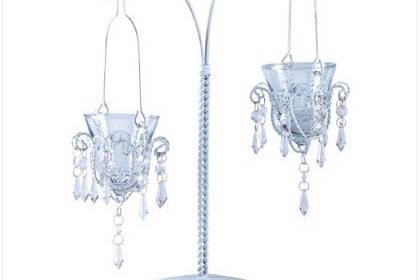 lavish swags of glittering crystals turn the light into a dancing diamond display! Iron with acrylic beads.
4 1/2