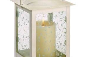 Pair of Romantic White Mini Rail Road Candle Lanterns - Quaint mini lanterns recall the romance of the railroad