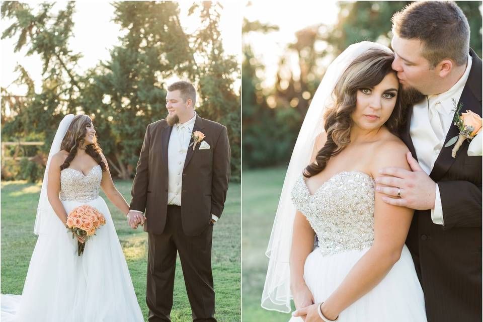Golden light bride and groom portrait session