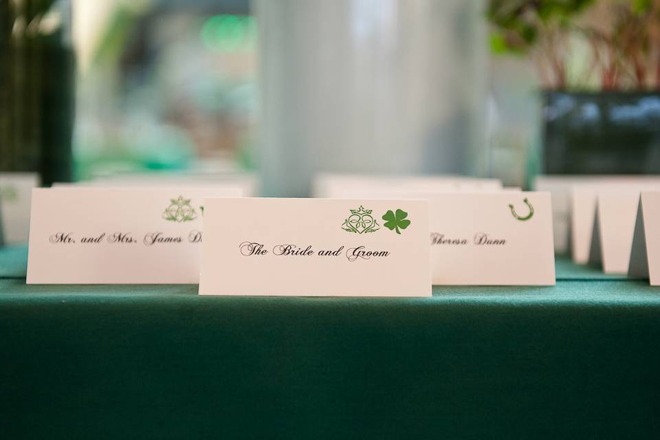 Irish Themed escort cards