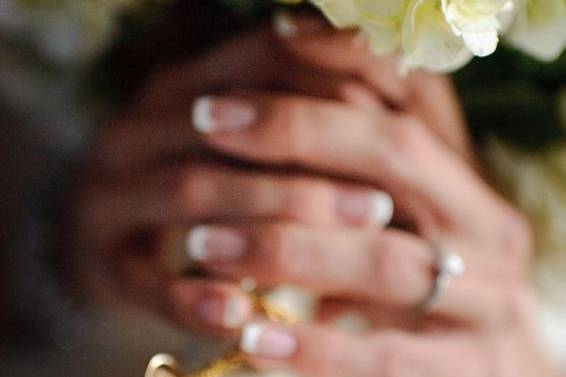 The bride holding her bouquet