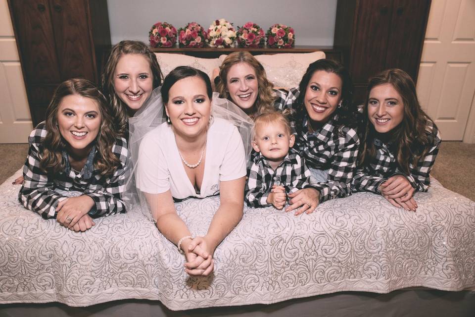 Bride and bridesmaids