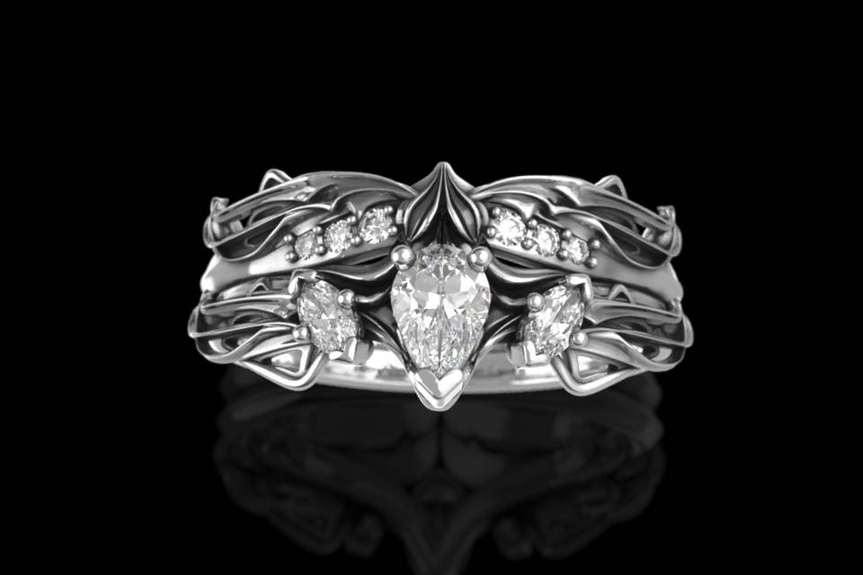Elvish Matching Pear Ring Set