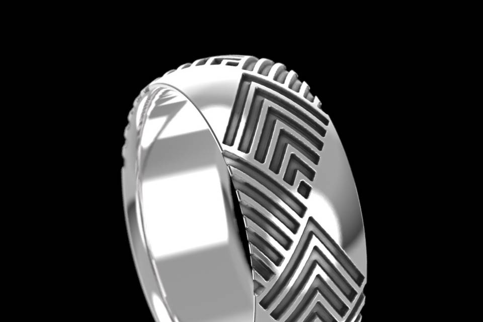 White Gold Art Deco Men's Ring
