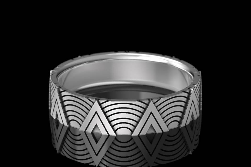 White Gold Art Deco Men's Ring