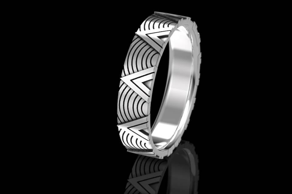 White Gold Art Deco Men's Ring