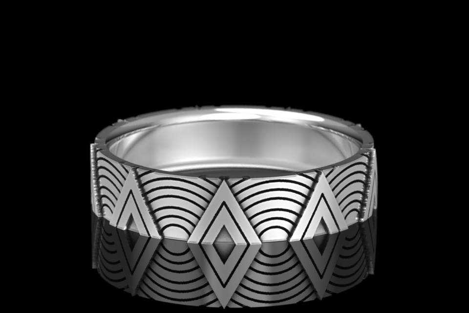 White Gold Art Deco Men's Ring