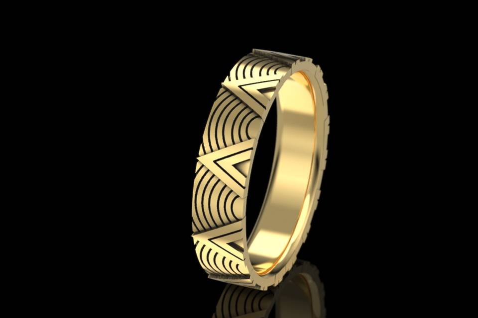 Gold Art Deco Men's Ring