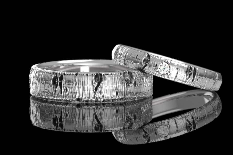 Gold Aspen Bark Ring Set