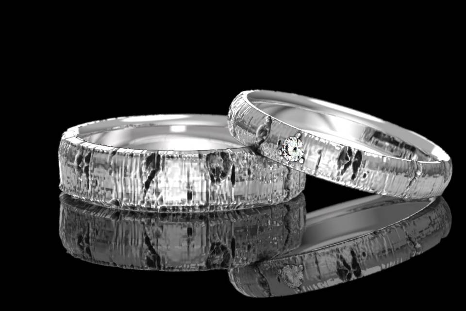 Gold Aspen Bark Ring Set