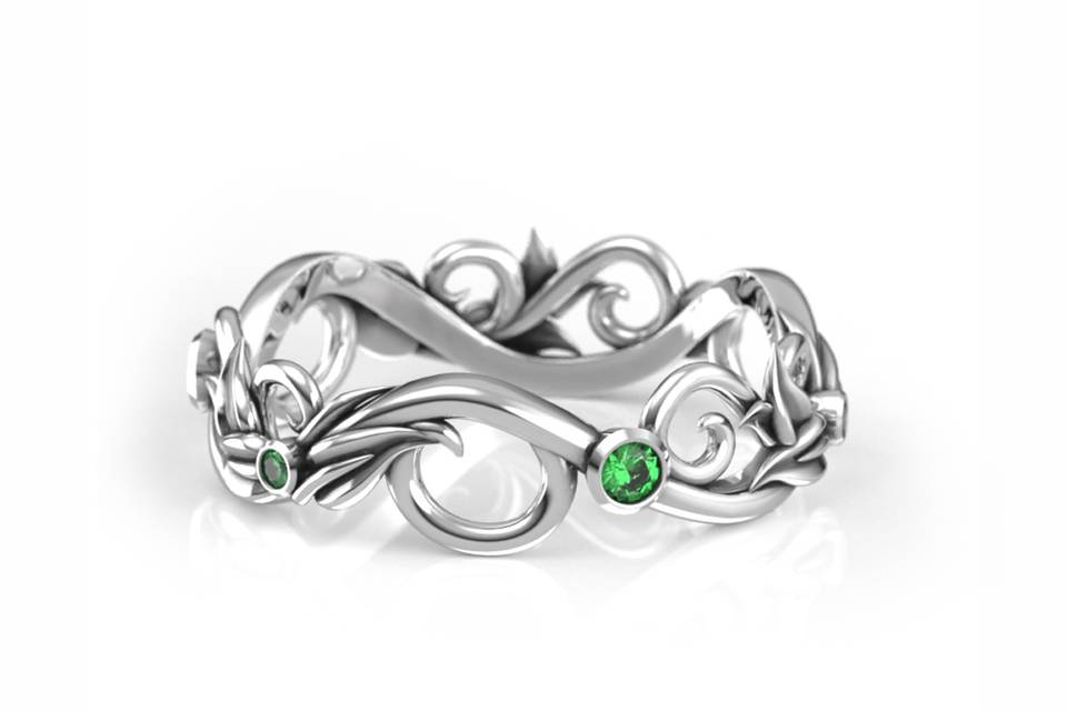 White Gold Scroll Ring