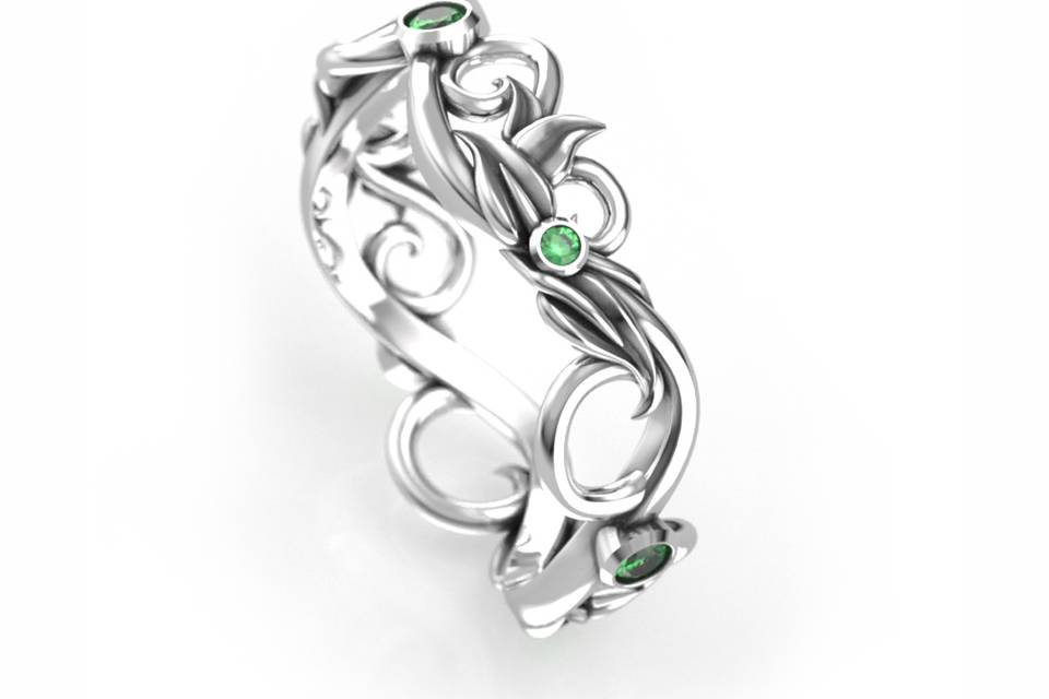 White Gold Scroll Ring