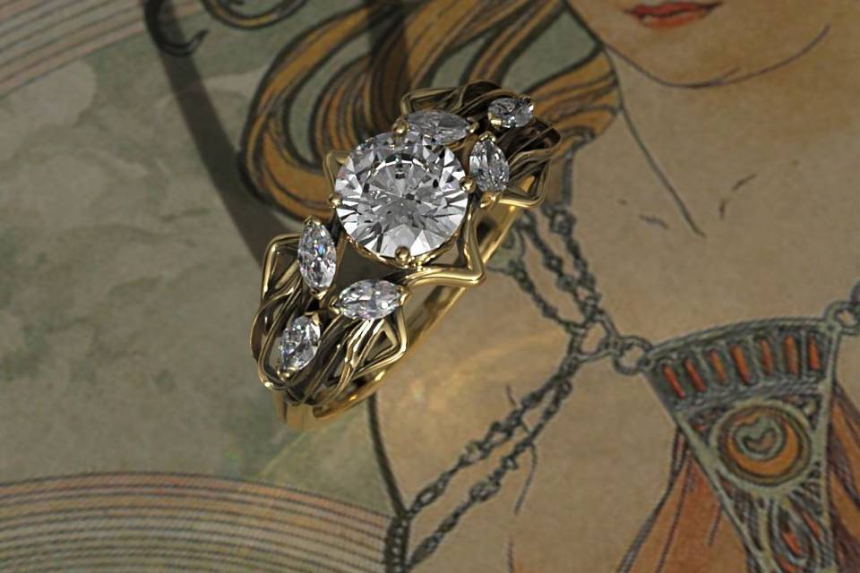 Elvish Art Nouveau Ring