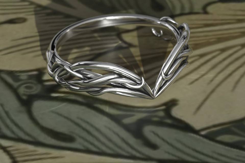 Elvish Crown Ring White Gold