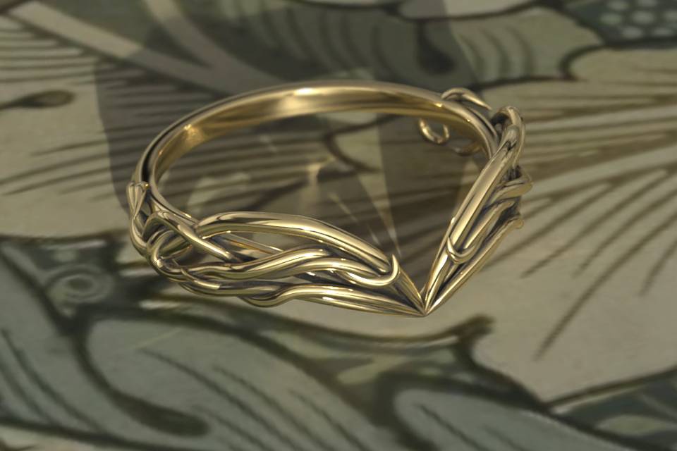 Gold Elvish Crown Ring