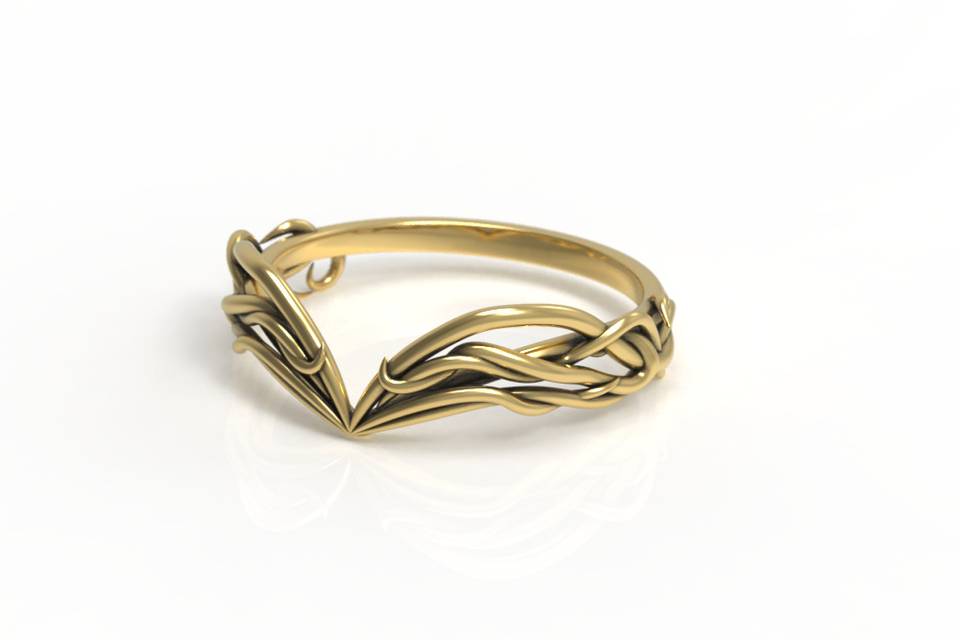 Gold Elvish Crown Ring
