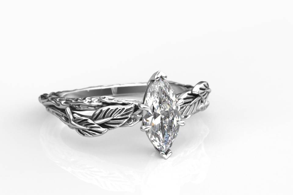 Twig Marquise Engagement Ring
