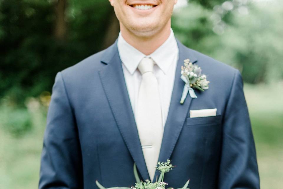 Groom and bouquet