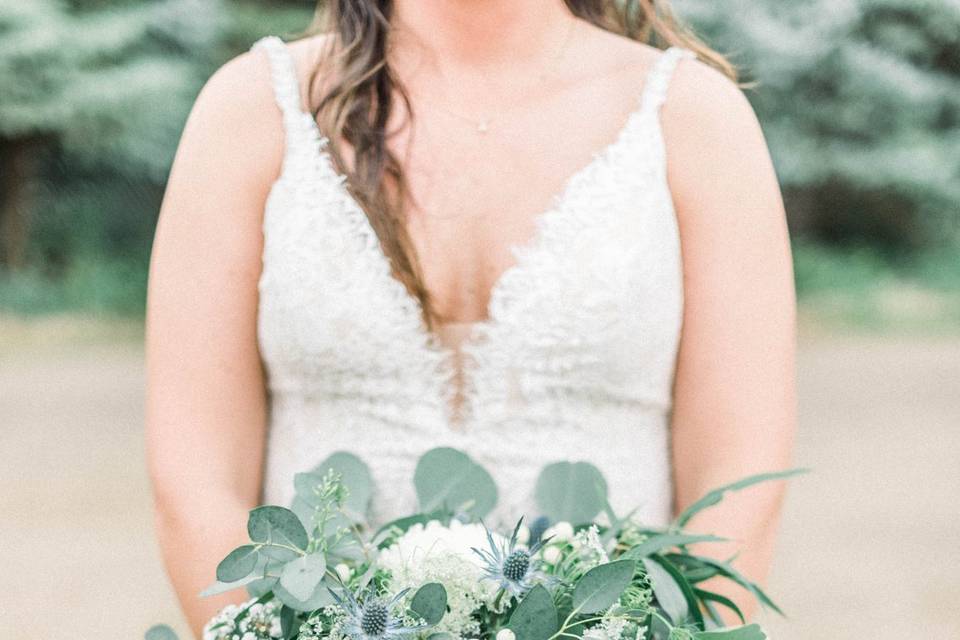 Bride and bouquet