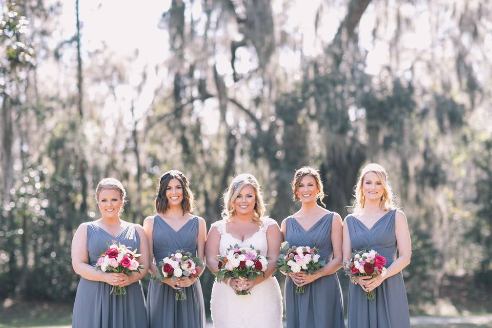 Bride and her bridesmaids