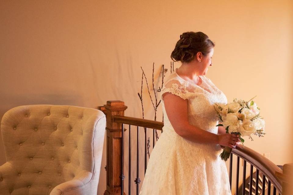 The bride holding her bouquet