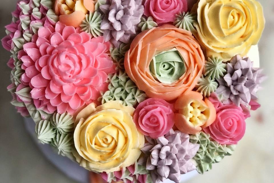 Tropical floral cake