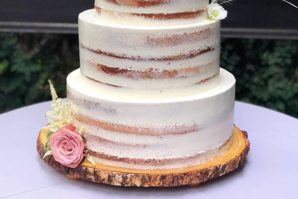 Whimsical semi-naked cake