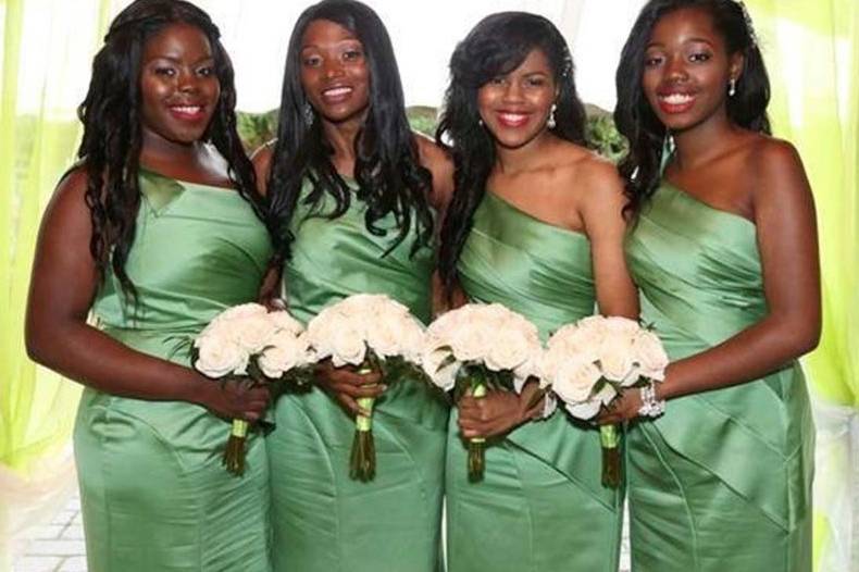 Green wedding party dresses