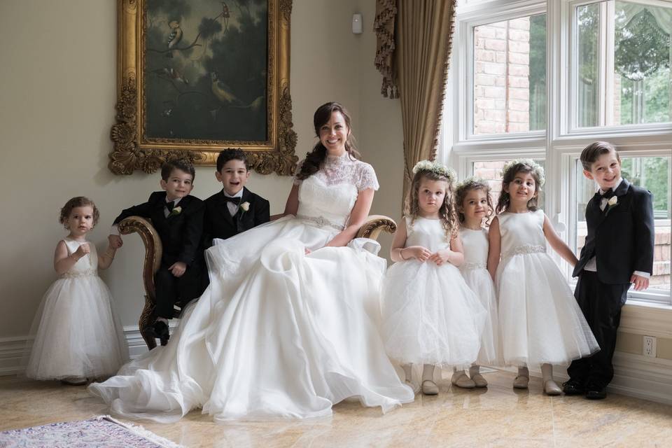 Bride with all the children