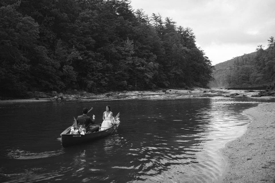 Bride and Groom on boat