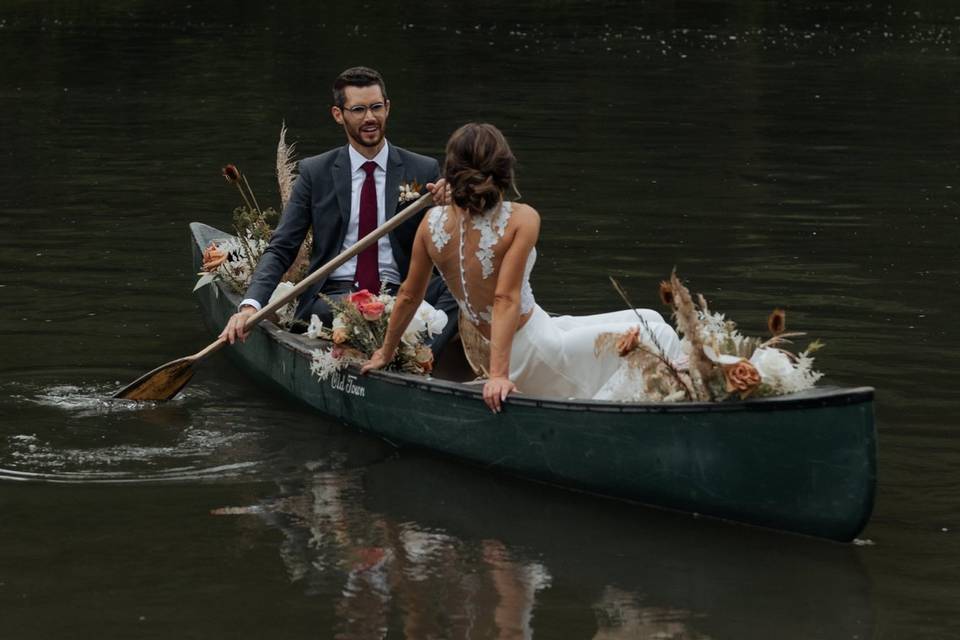 Bride and Groom on boat