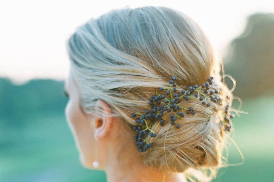 Updo with flowers