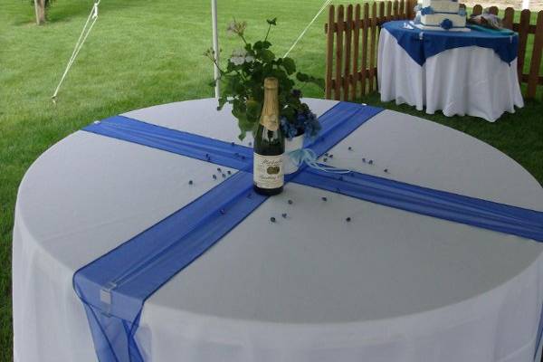 Table set up with wine centerpiece