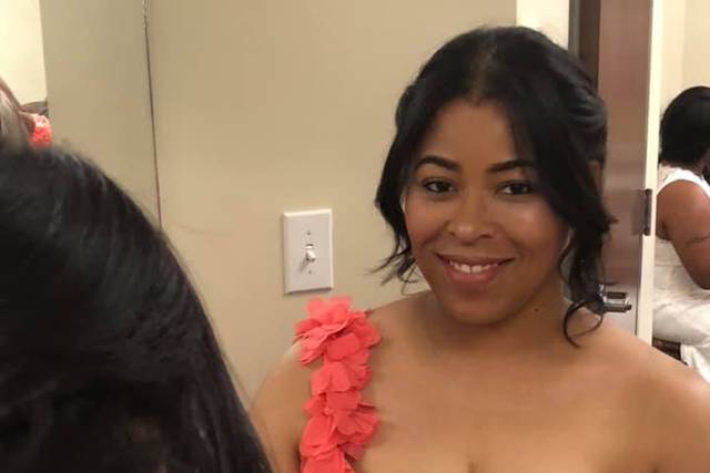 Bridesmaid Getting Dressed