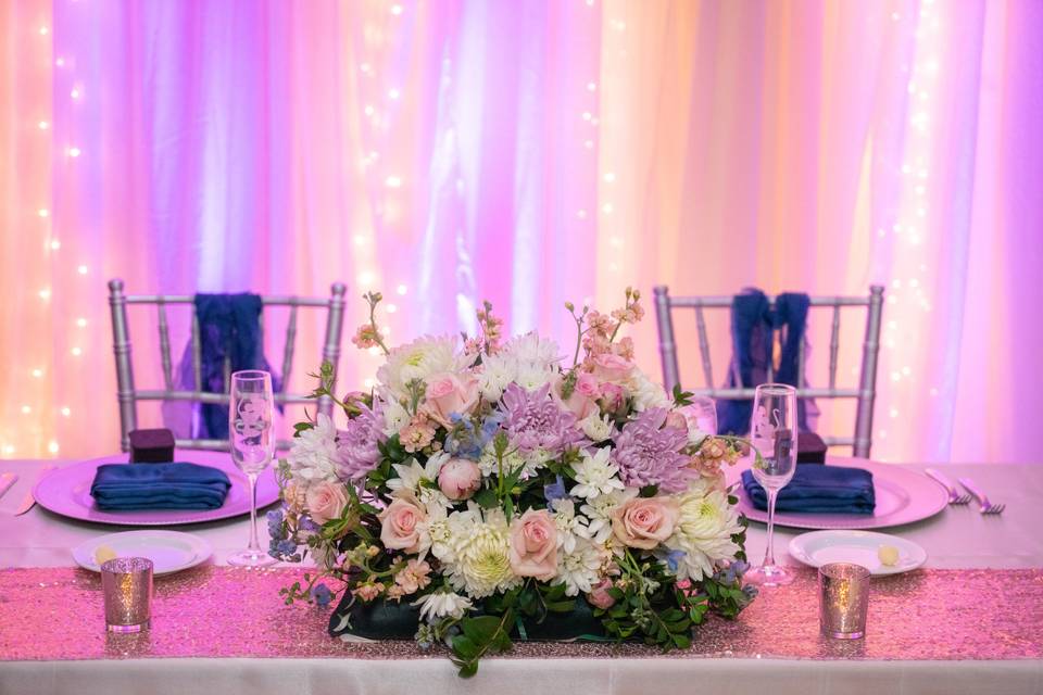 Romantic wedding reception