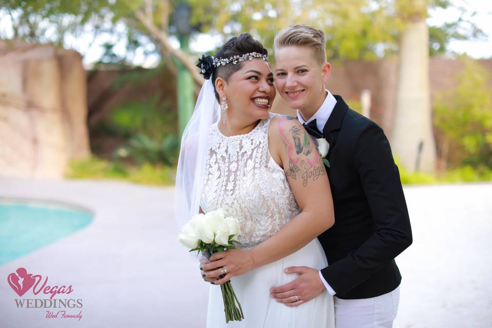 Couple photo by the pool