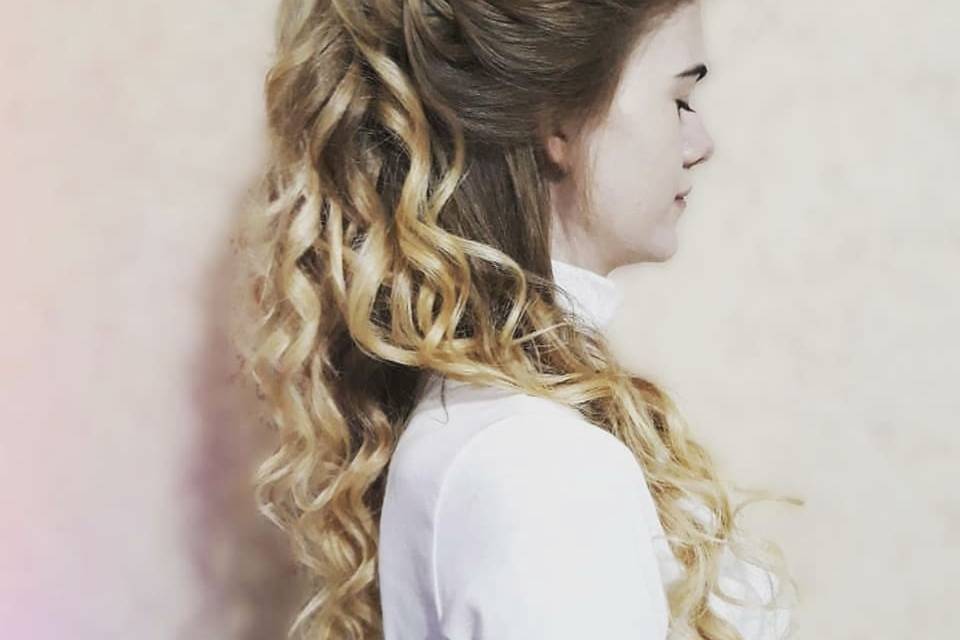 Soft half updo
