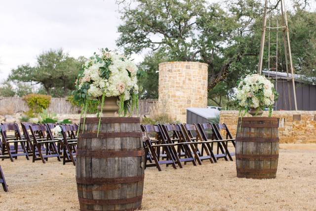 Outdoor rustic wedding setup