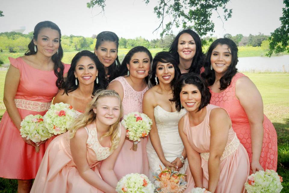 Bride and bridesmaids