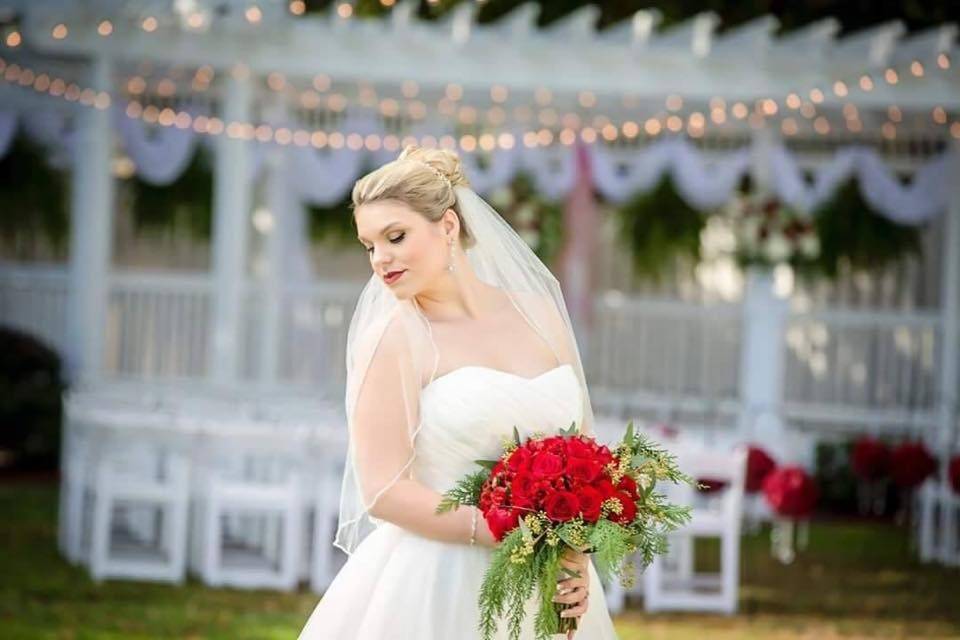 Bride with bouquet in hand