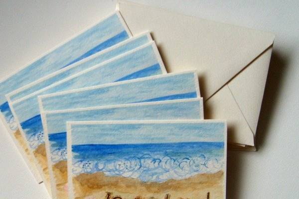 Custom notes for a beach loving bride and groom