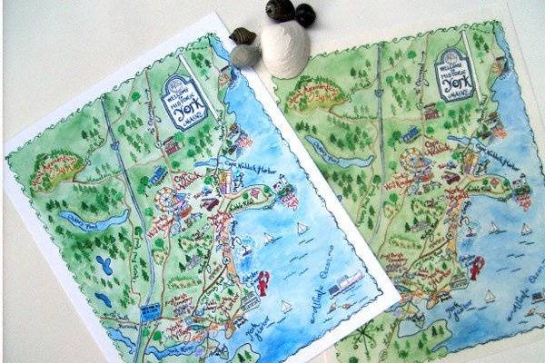 Watercolor maps are a fun way to direct guests to your festivities....