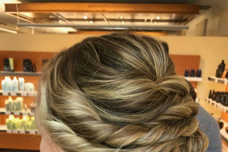Left side of the braided updo
