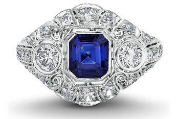 Vintage Platinum, Diamond & Sapphire Ring