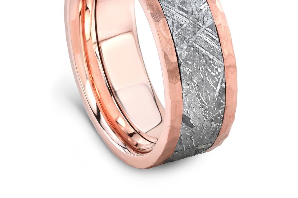 Rose Gold and Meteorite wedding band