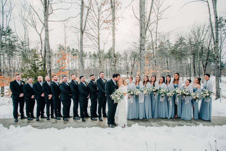 Winter wedding bridal party