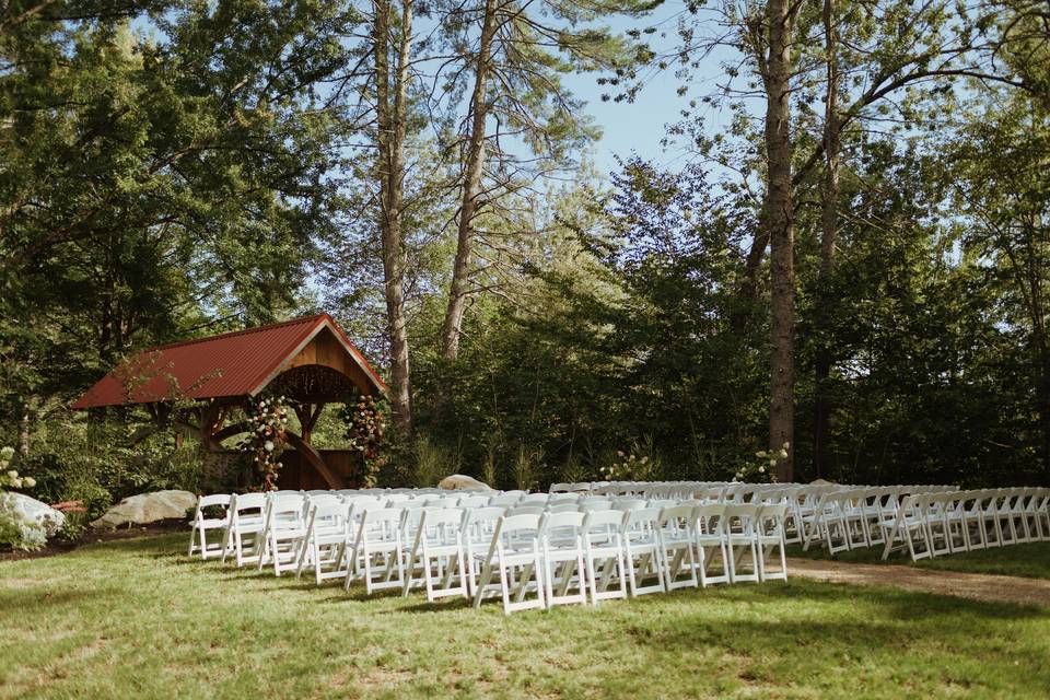 Covered bridge ceremony set up