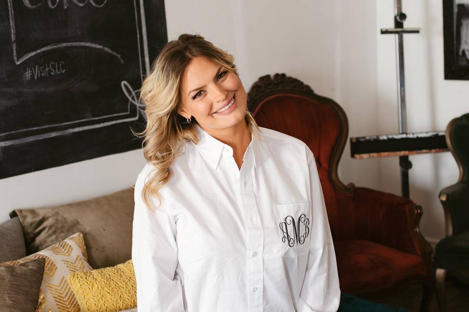 Monogrammed brides button down