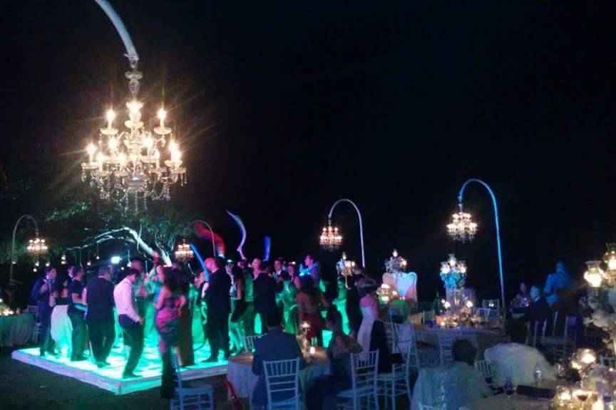 Illuminated Dance Floor, chandelier , DJ and a lot of Party
