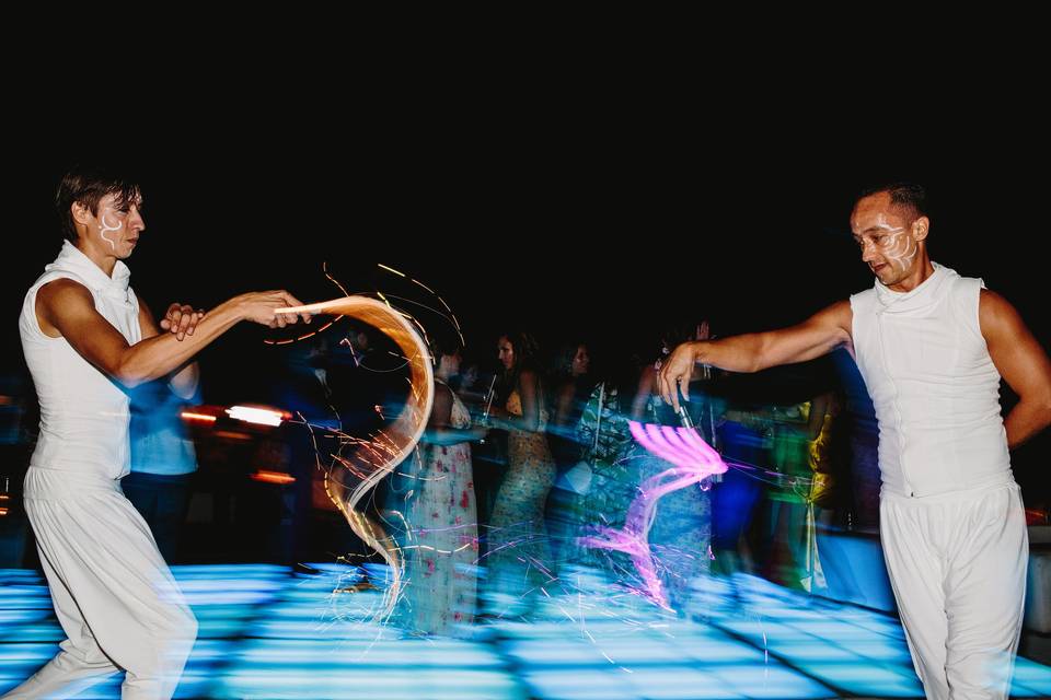 Blue led dance floor